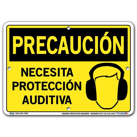 Vestil Aluminum Sign, 7-1/2" Height, 10-1/2" Width, Aluminum, Rectangle, Spanish SI-C-42-A-AL-040-S